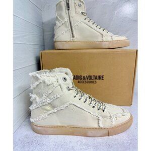 NIB Zadig & Voltaire Sneakers Womens High Top Distressed Size‎ FR 40, US 10